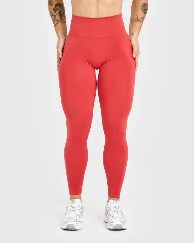 Effortless Seamless Leggings with White Logo | Sweet Red sold by Oner Active