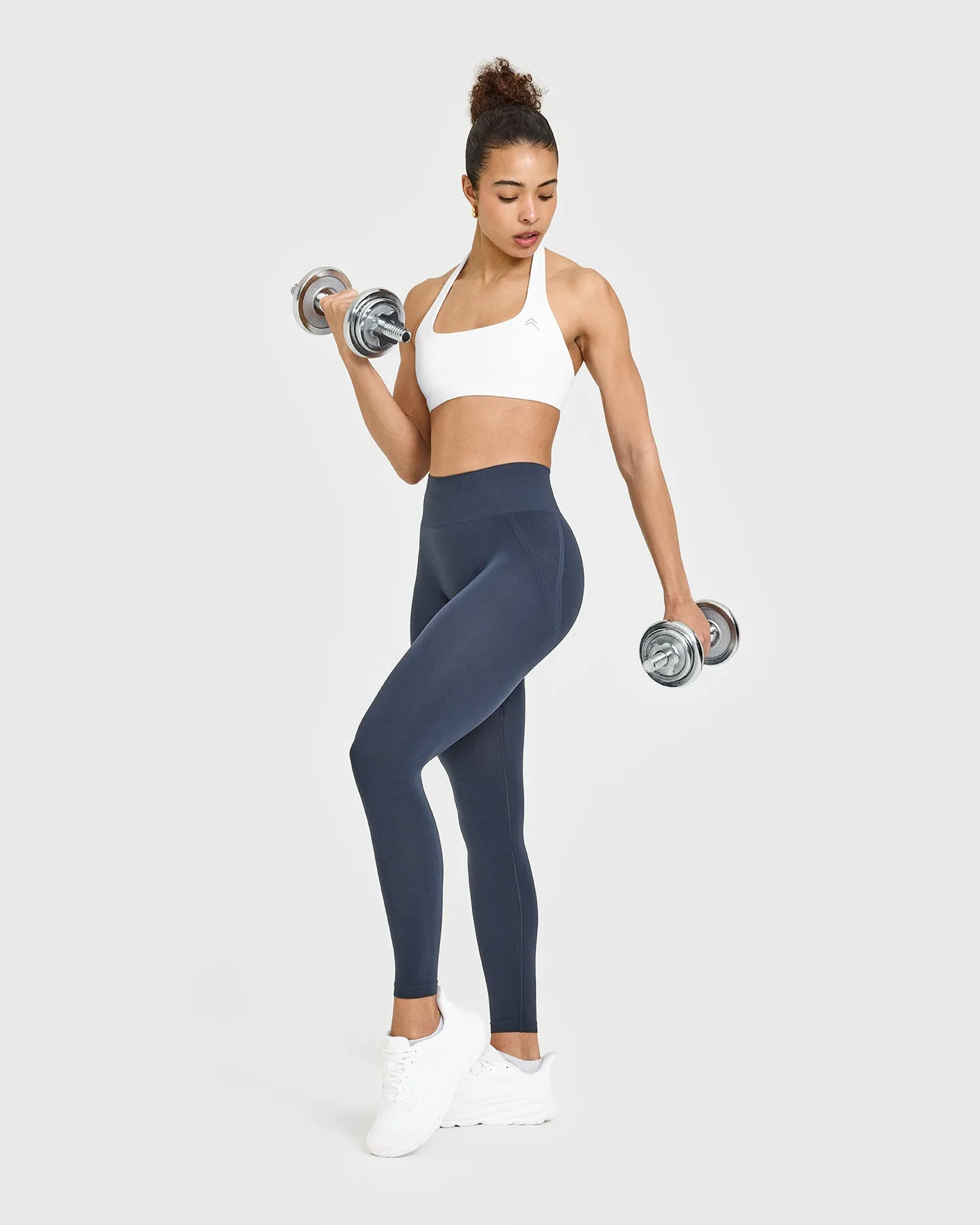 Effortless Seamless Leggings with White Logo | True Blue sold by Oner Active product image thumbnail 3