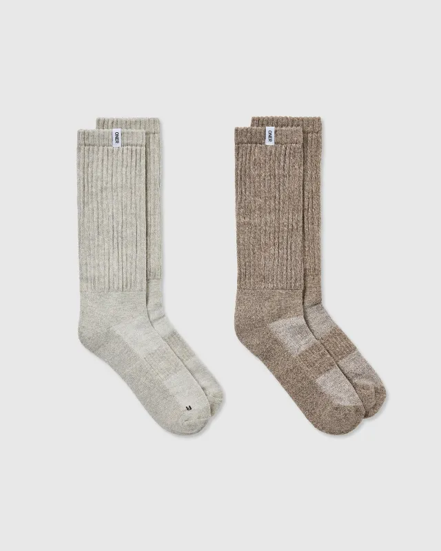 Slouchy Socks 2 Pack | Umber Brown/ Sand sold by Oner Active