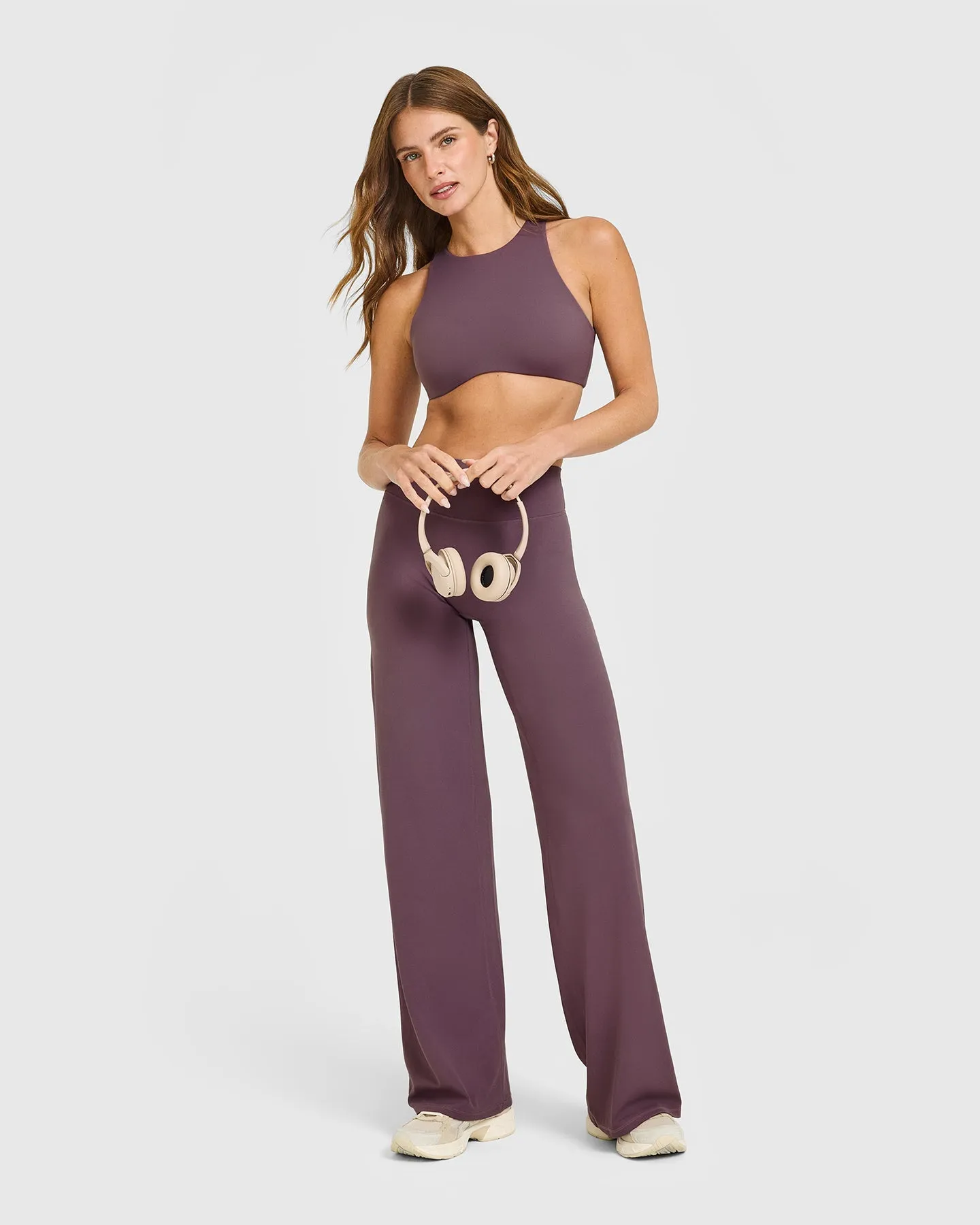 SoftMotion™ High Neck Sports Bra with White Logo | Vintage Purple sold by Oner Active product image thumbnail 3