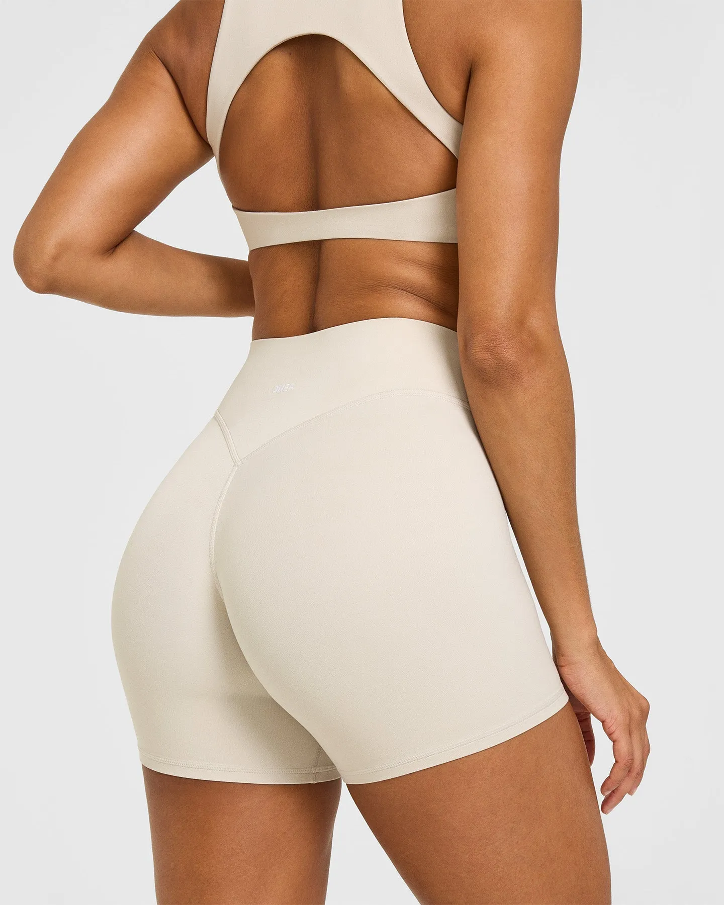 SoftMotion™ High Waisted Shorts 6" with White Logo | Sand sold by Oner Active product image thumbnail 4