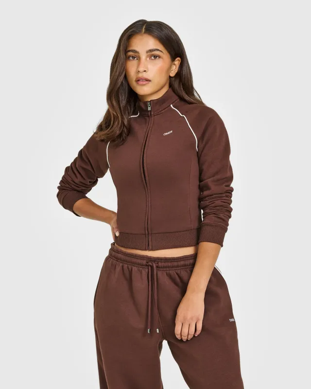 Jersey Tracksuit Zip Through Jacket | Espresso Brown sold by Oner Active