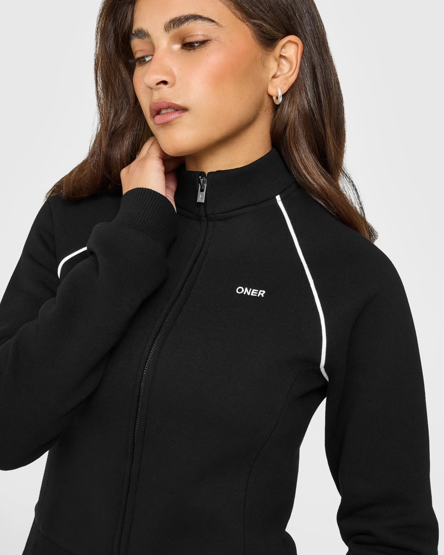 Jersey Tracksuit Zip Through Jacket | Black sold by Oner Active product image thumbnail 3