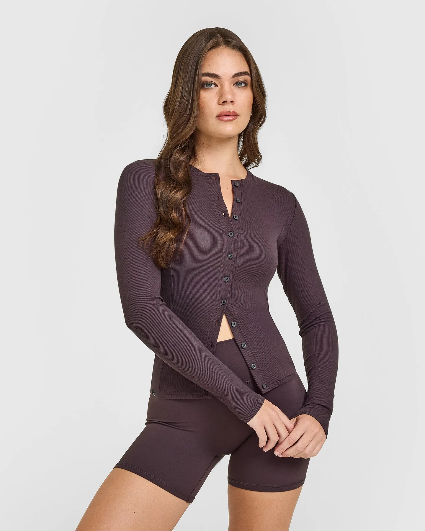 Mellow™ Rib Long Sleeve Cardigan | Umber Brown sold by Oner Active