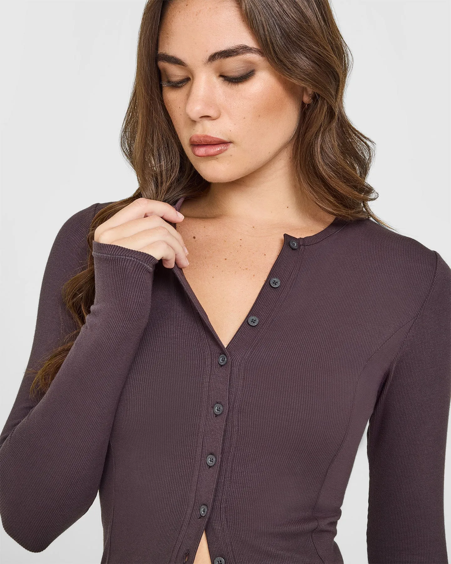 Mellow™ Rib Long Sleeve Cardigan | Umber Brown sold by Oner Active product image thumbnail 5