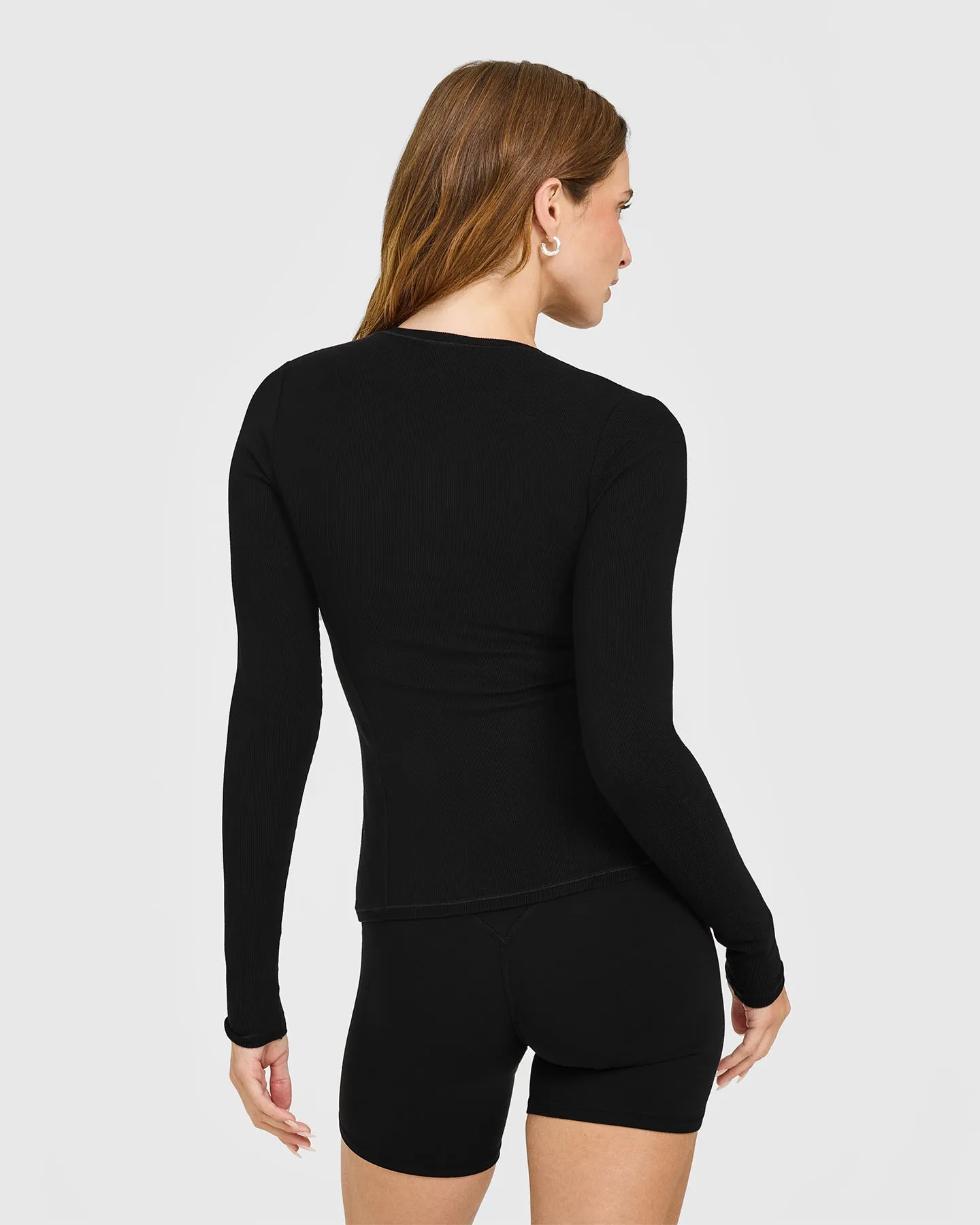 Mellow™ Rib Long Sleeve Cardigan | Black sold by Oner Active product image thumbnail 2