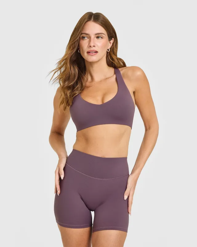 SoftMotion™ Bralette with White Logo | Vintage Purple sold by Oner Active
