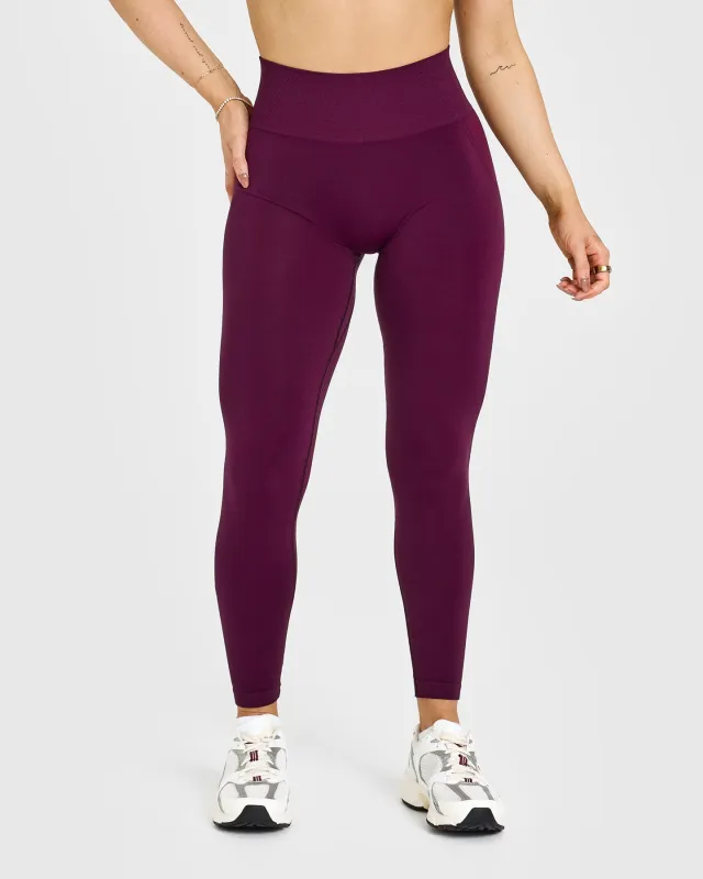Effortless Seamless Leggings with White Logo | Ripe Fig sold by Oner Active