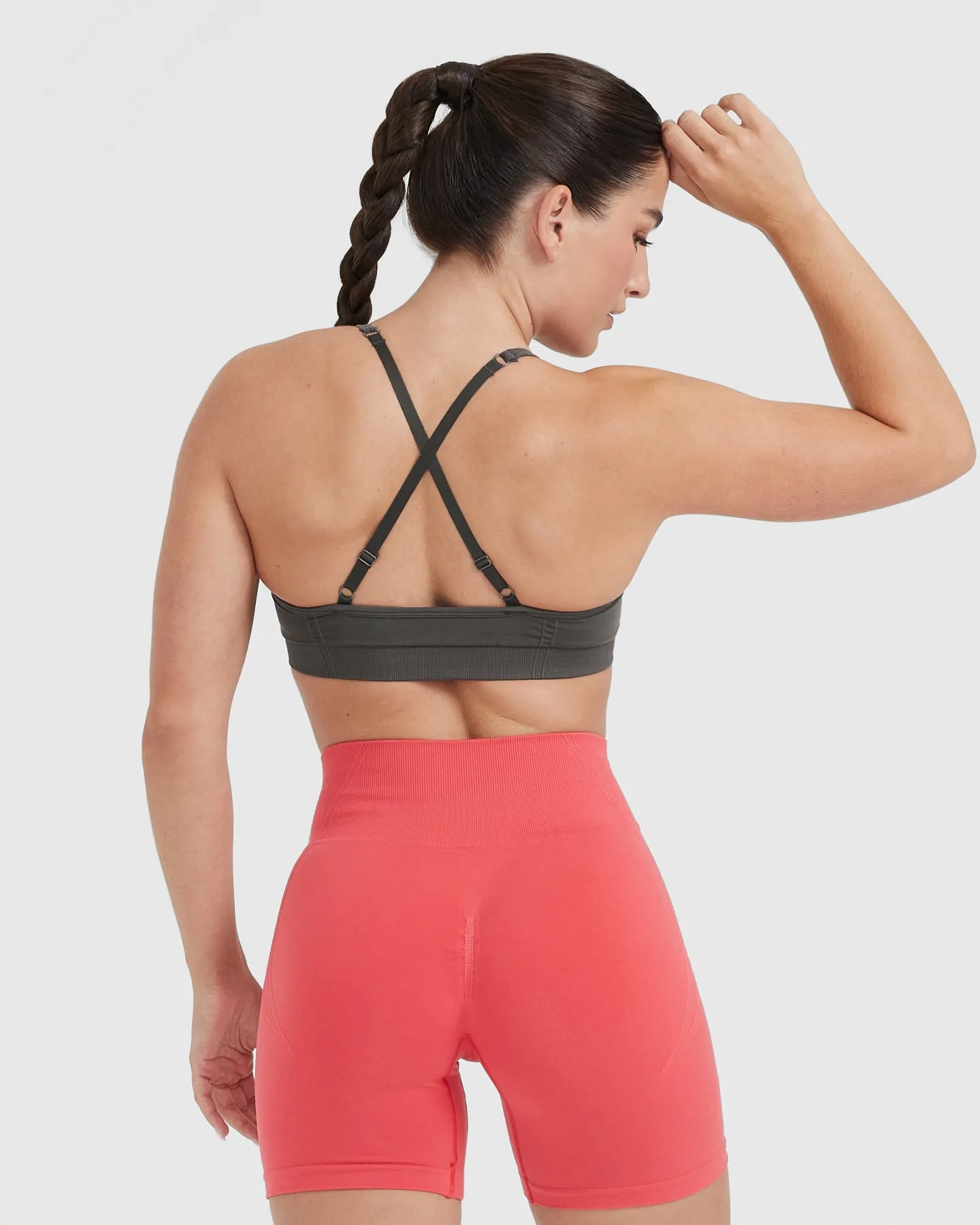 Effortless Strappy Bralette with White Logo | Deep Taupe sold by Oner Active product image thumbnail 2