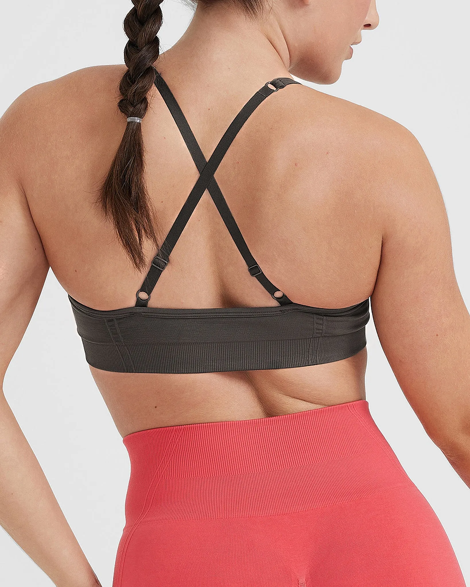 Effortless Strappy Bralette with White Logo | Deep Taupe sold by Oner Active product image thumbnail 5