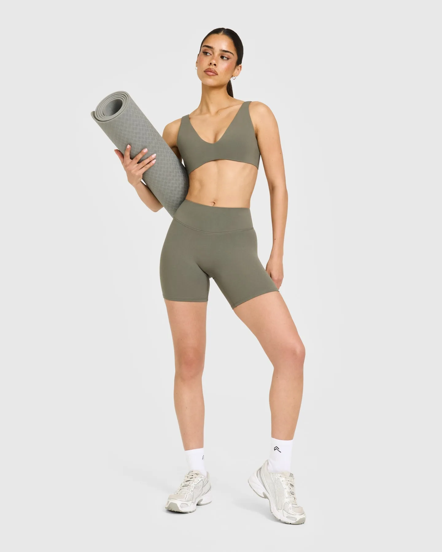 SoftMotion™ High Waisted Shorts 6" with White Logo | Alpine Green sold by Oner Active product image thumbnail 3