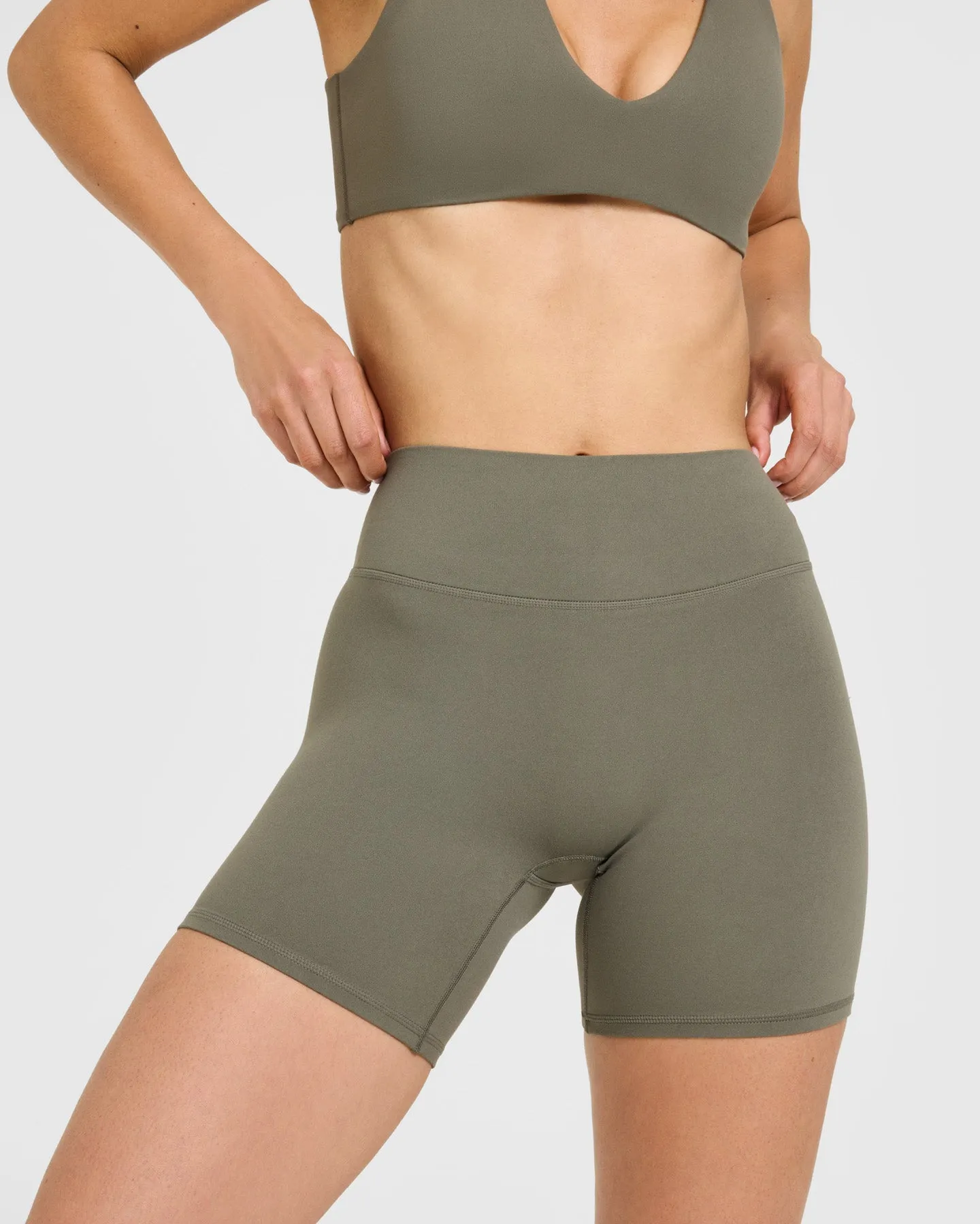 SoftMotion™ High Waisted Shorts 6" with White Logo | Alpine Green sold by Oner Active product image thumbnail 5