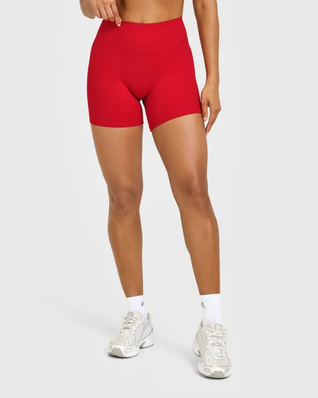 SoftMotion™ High Waisted Shorts 6" with White Logo | Light Toasted Red sold by Oner Active