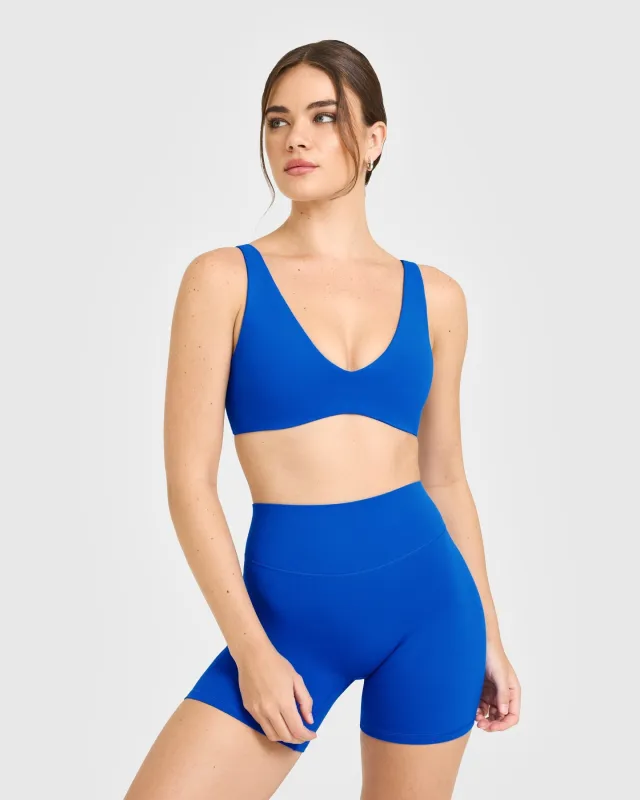 SoftMotion™ Scoop Back Bralette with White Logo | Light Cobalt Blue sold by Oner Active