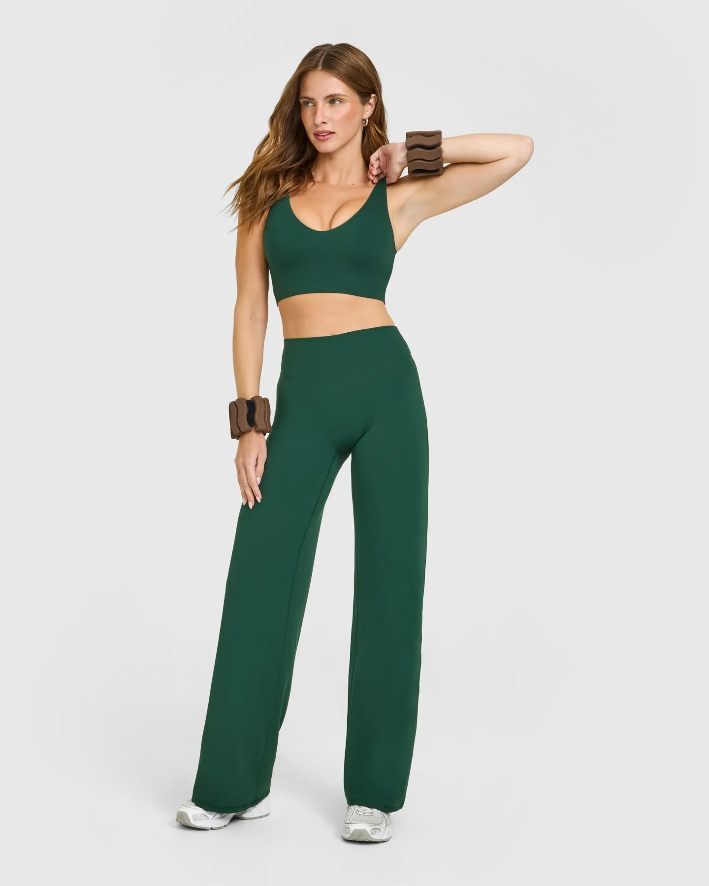 SoftMotion™ Longline Sports Bra with White Logo | Dark Racing Green sold by Oner Active product image thumbnail 3