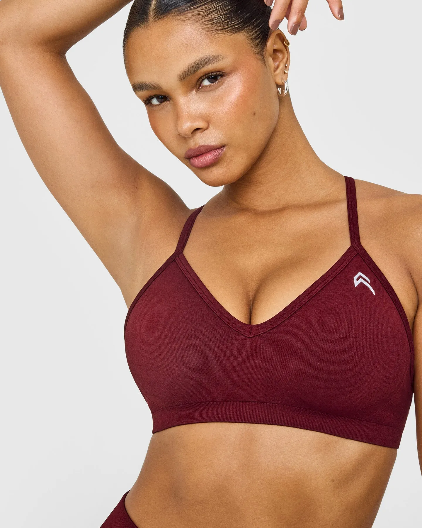 EnhanceLift™ Seamless Strappy Sports Bra with White Logo | Rosewood sold by Oner Active product image thumbnail 5