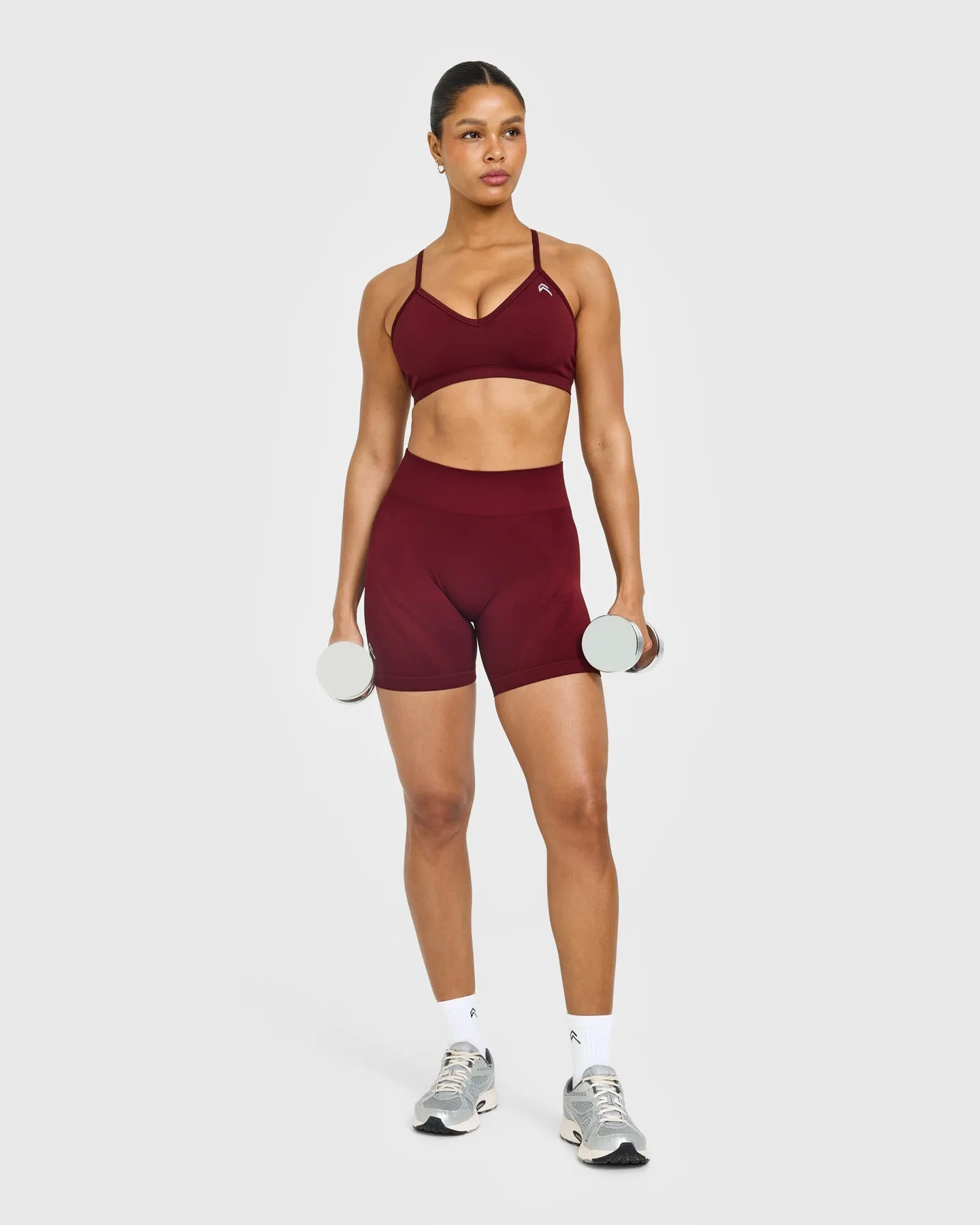 EnhanceLift™ Seamless Strappy Sports Bra with White Logo | Rosewood sold by Oner Active product image thumbnail 3