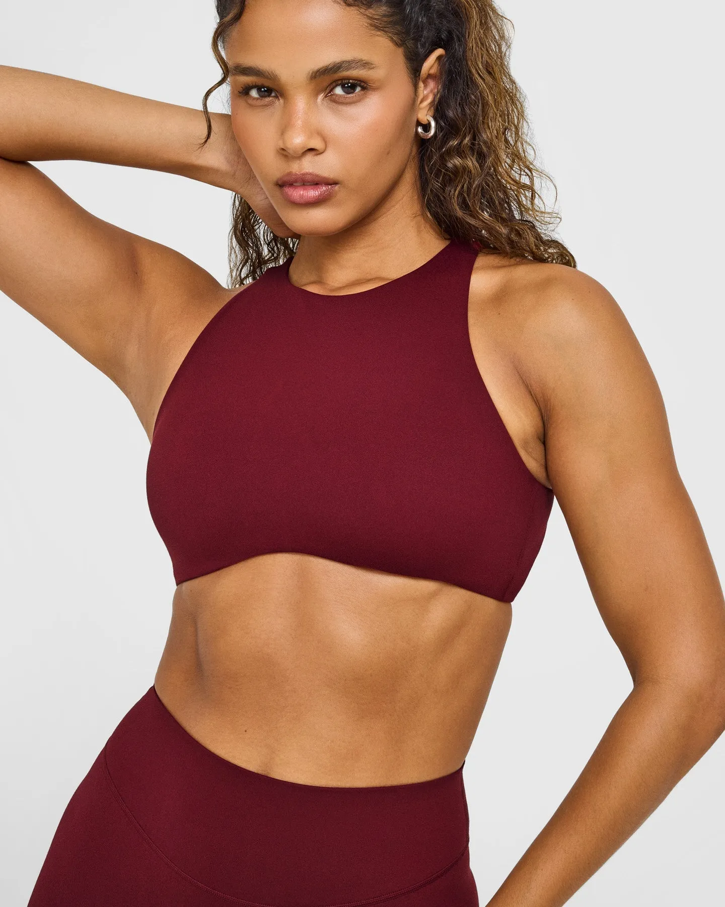 SoftMotion™ High Neck Sports Bra with White Logo | Light Rosewood sold by Oner Active product image thumbnail 5