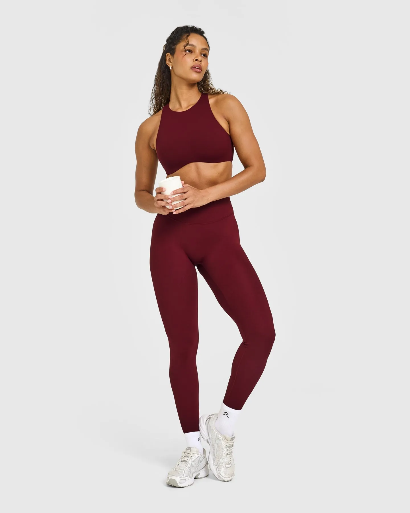 SoftMotion™ High Neck Sports Bra with White Logo | Light Rosewood sold by Oner Active product image thumbnail 3