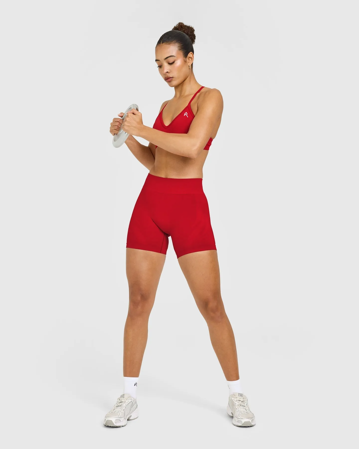 EnhanceLift™ Seamless Shorts with White Logo | Light Toasted Red sold by Oner Active product image thumbnail 3