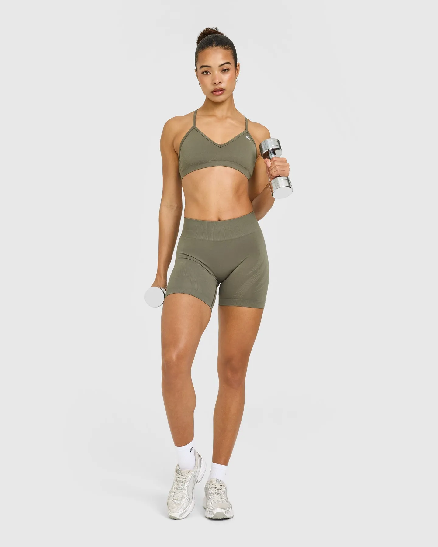 EnhanceLift™ Seamless Shorts with White Logo | Alpine Green sold by Oner Active product image thumbnail 3