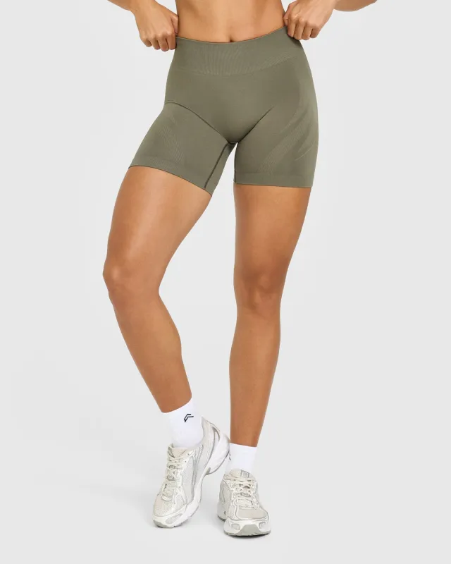 EnhanceLift™ Seamless Shorts with White Logo | Alpine Green sold by Oner Active