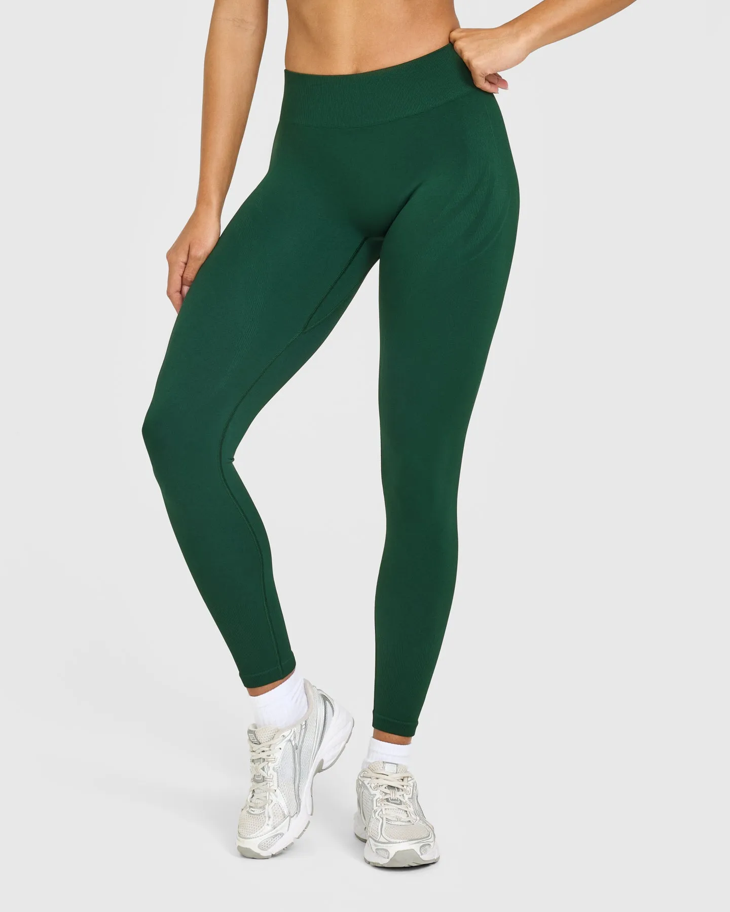 EnhanceLift™ Seamless Leggings with White Logo | Racing Green sold by Oner Active