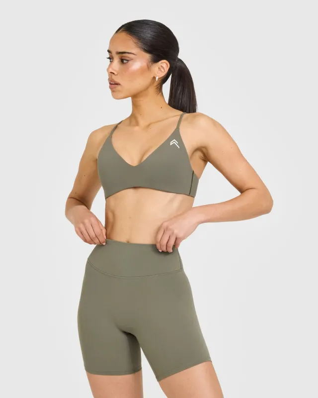 EasyLift™ Ultra Minimal Bralette with White Logo | Alpine Green sold by Oner Active