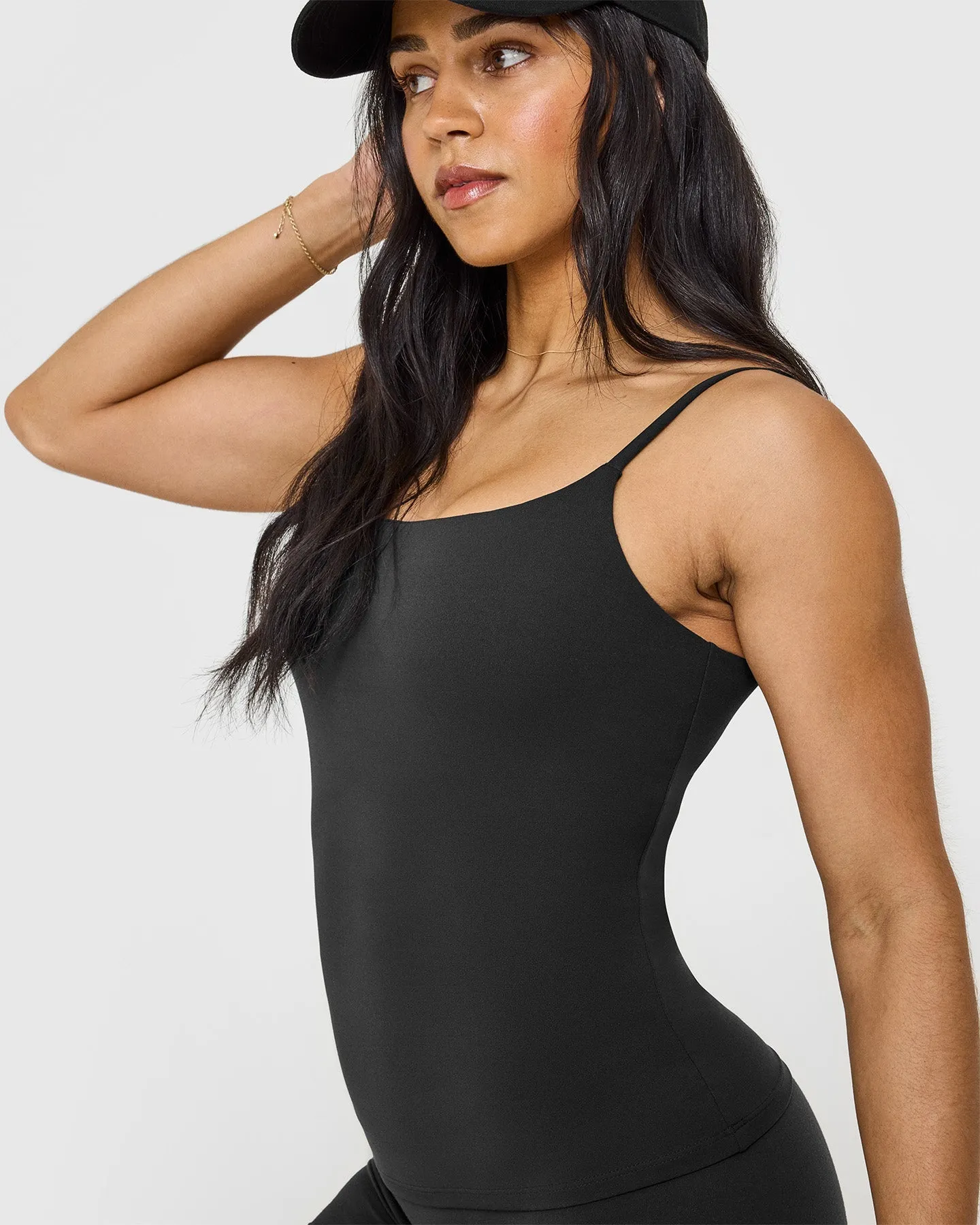 SoftMotion™ Strappy Vest with Built in Bra Shelf with White Logo | Soft Black sold by Oner Active product image thumbnail 4