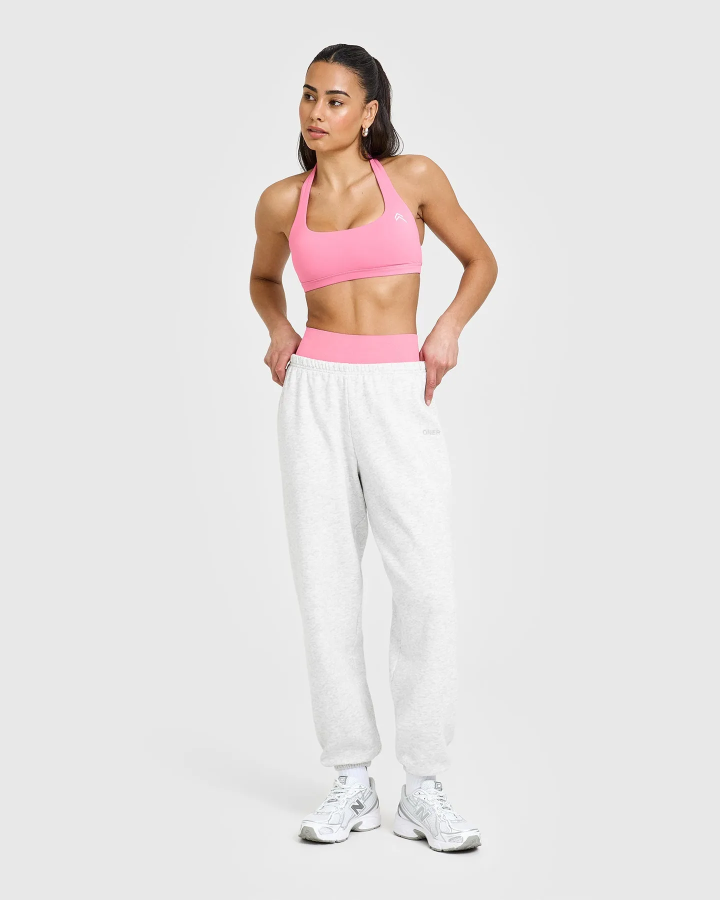 EasyLift™ Halter Bralette with White Logo | Peony Pink sold by Oner Active product image thumbnail 3
