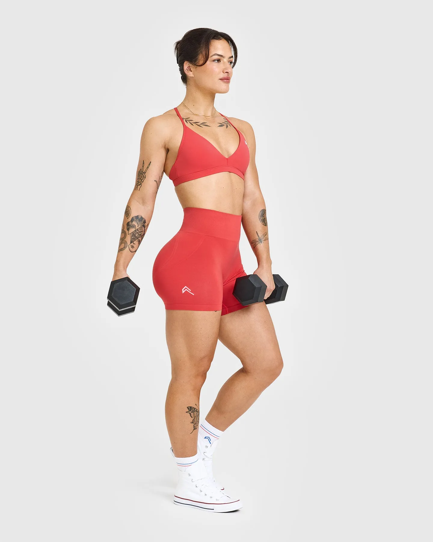 Effortless Seamless Shorts with White Logo | Sweet Red sold by Oner Active product image thumbnail 3