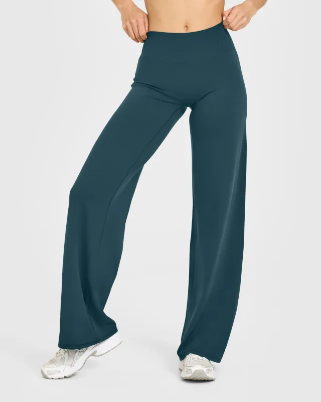 SoftMotion™ Straight Leg Bottoms with White Logo | Oil Blue sold by Oner Active