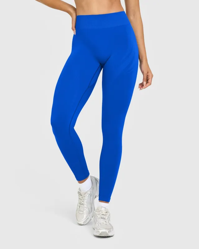 EnhanceLift™ Seamless Leggings with White Logo | Cobalt Blue sold by Oner Active