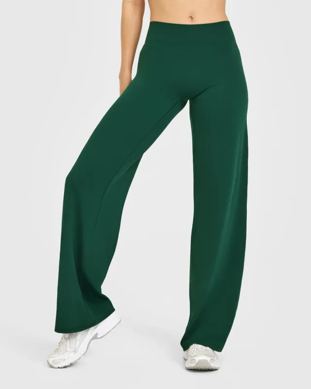 SoftMotion™ Straight Leg Bottoms with White Logo | Dark Racing Green sold by Oner Active