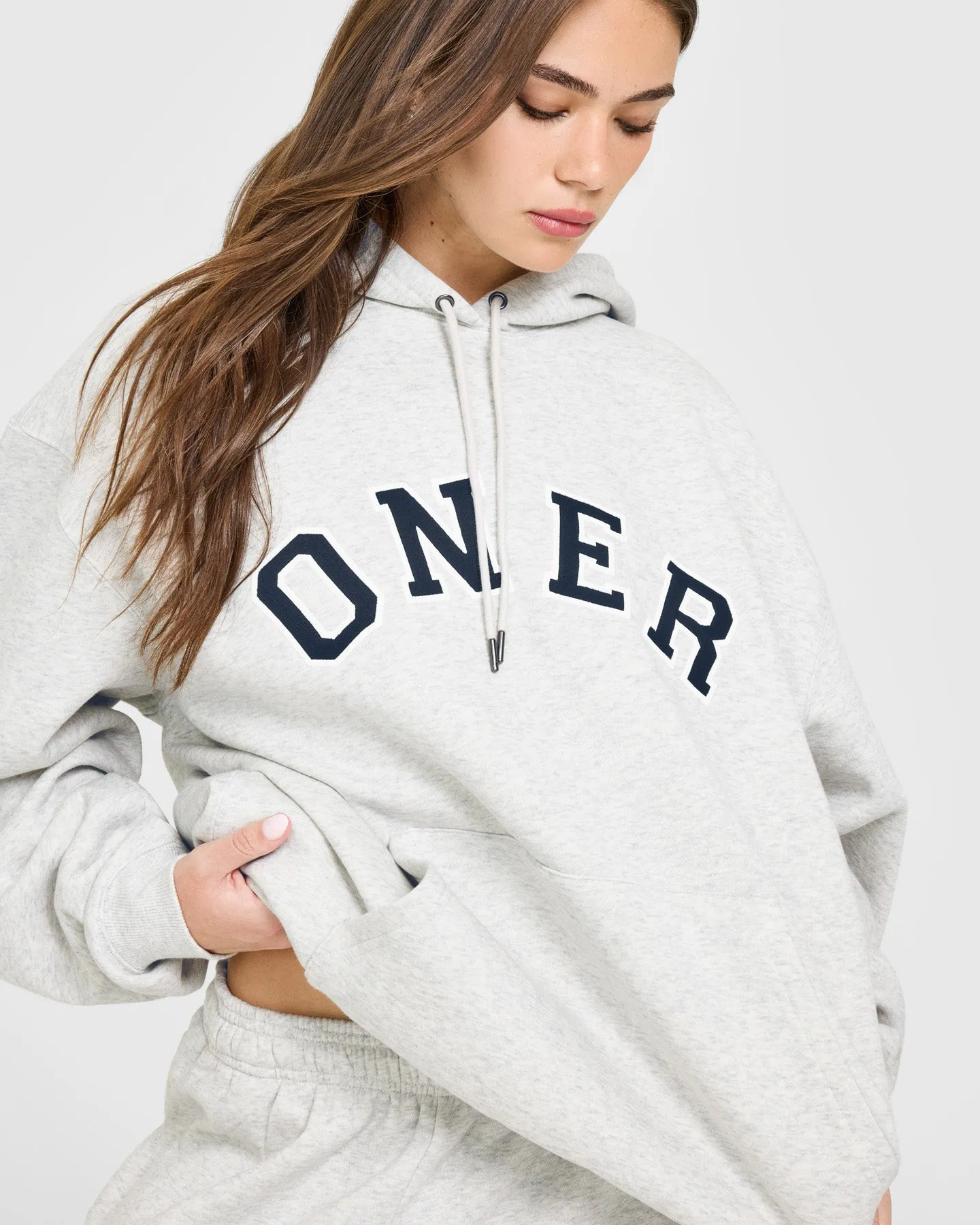 Foundations Oversized Oner Girlfriend Hoodie | Light Grey Marl sold by Oner Active product image thumbnail 5