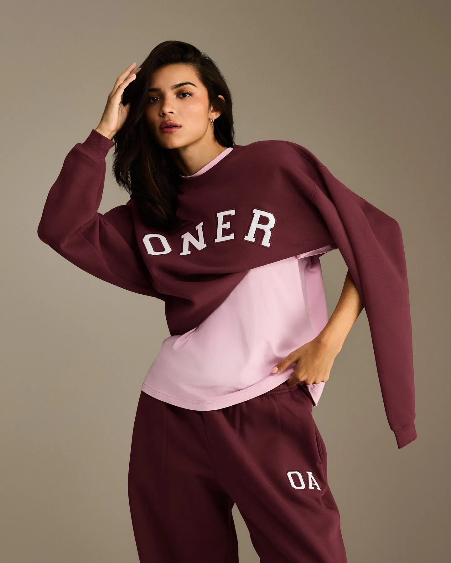 Foundations Oversized Oner Girlfriend Straight Leg Joggers | Rosewood sold by Oner Active product image thumbnail 2