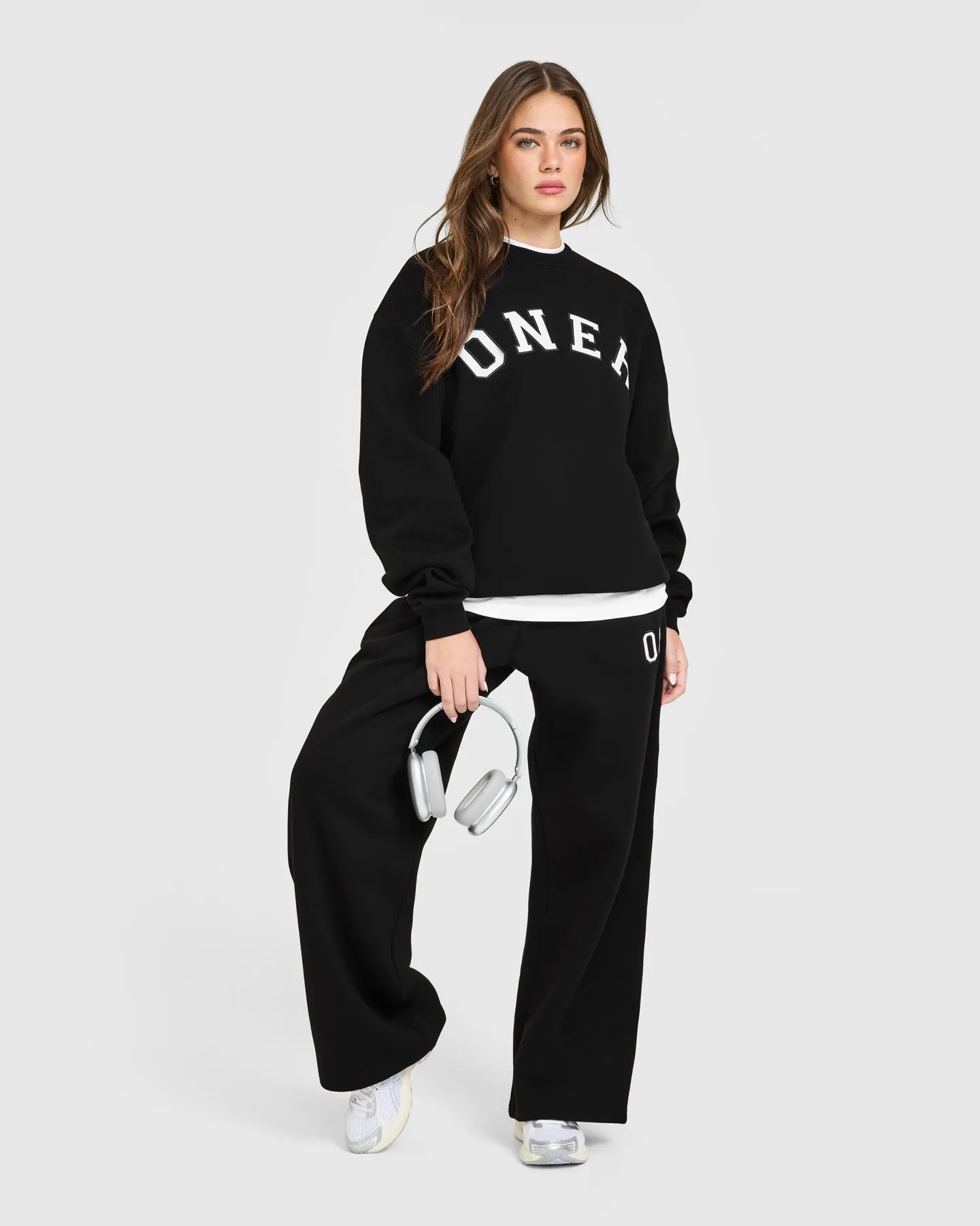 Foundations Oversized Oner Girlfriend Straight Leg Joggers | Black sold by Oner Active product image thumbnail 3