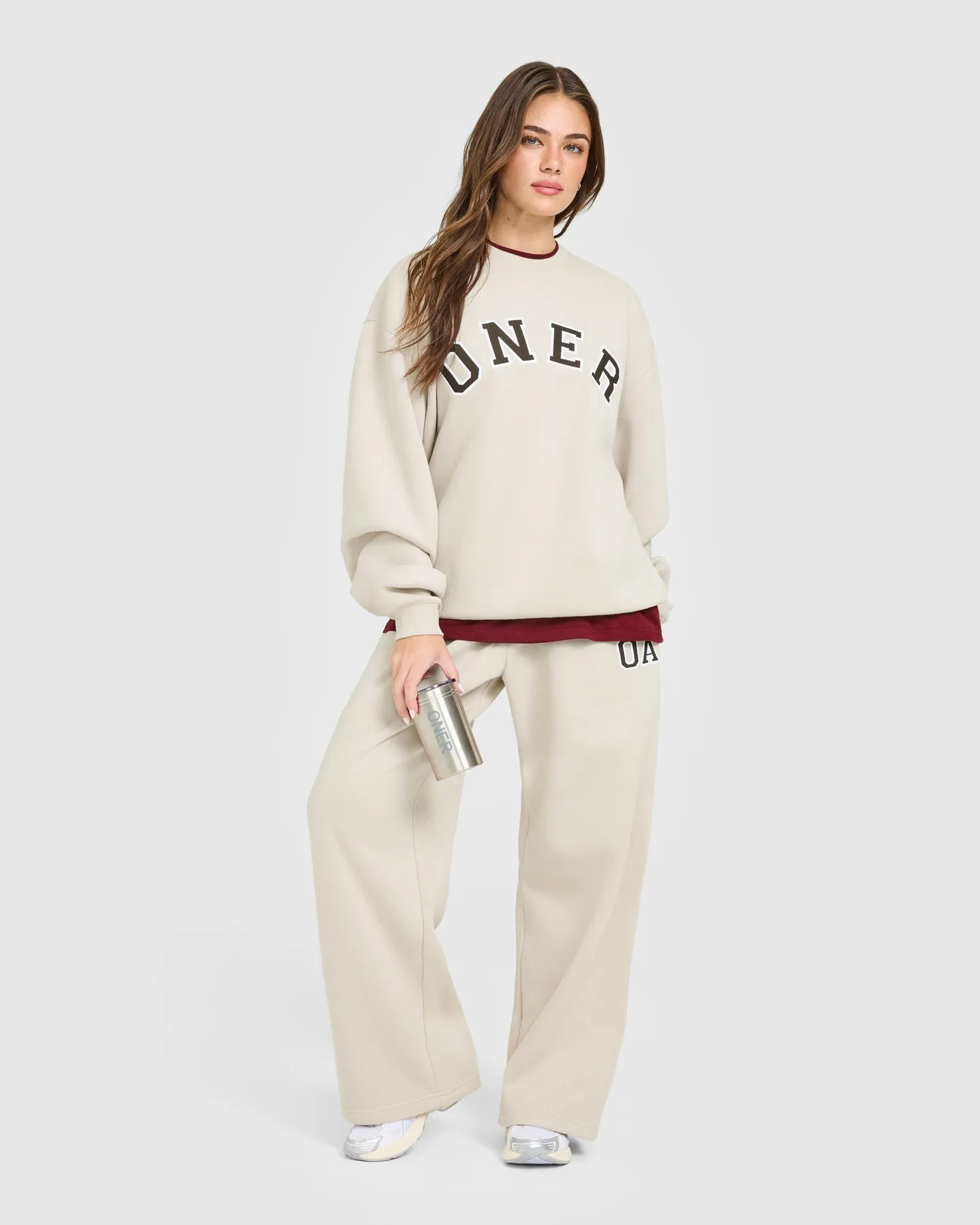 Foundations Oversized Oner Girlfriend Straight Leg Joggers | Sand sold by Oner Active product image thumbnail 3