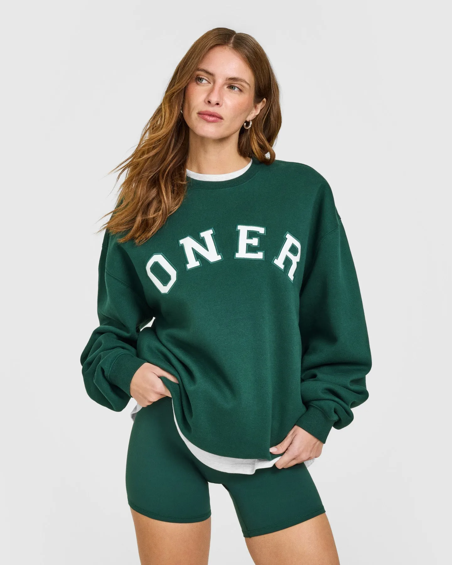 Foundations Oversized Oner Girlfriend Sweatshirt | Racing Green sold by Oner Active