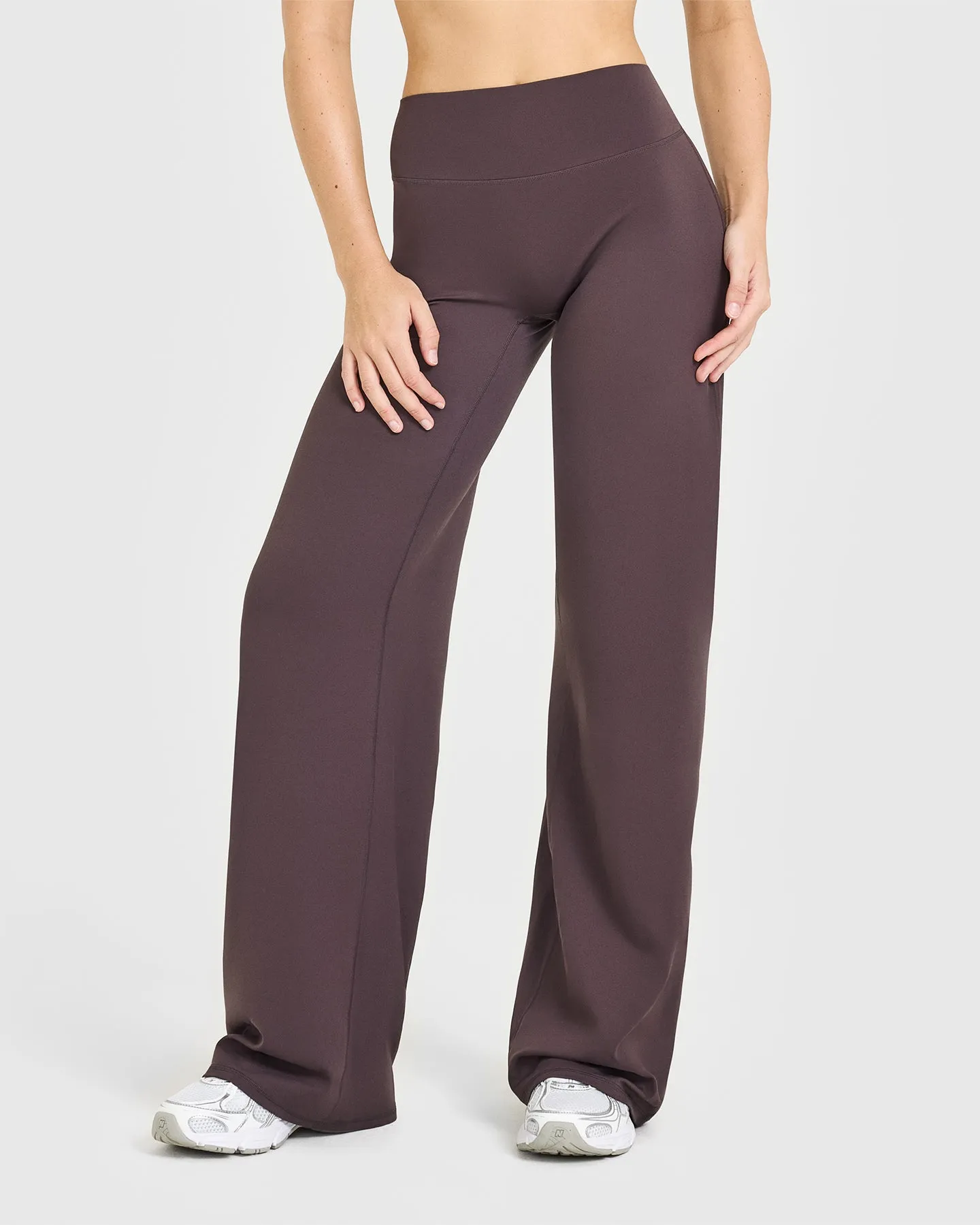 SoftMotion™ Straight Leg Bottoms with White Logo | Dark Umber Brown sold by Oner Active