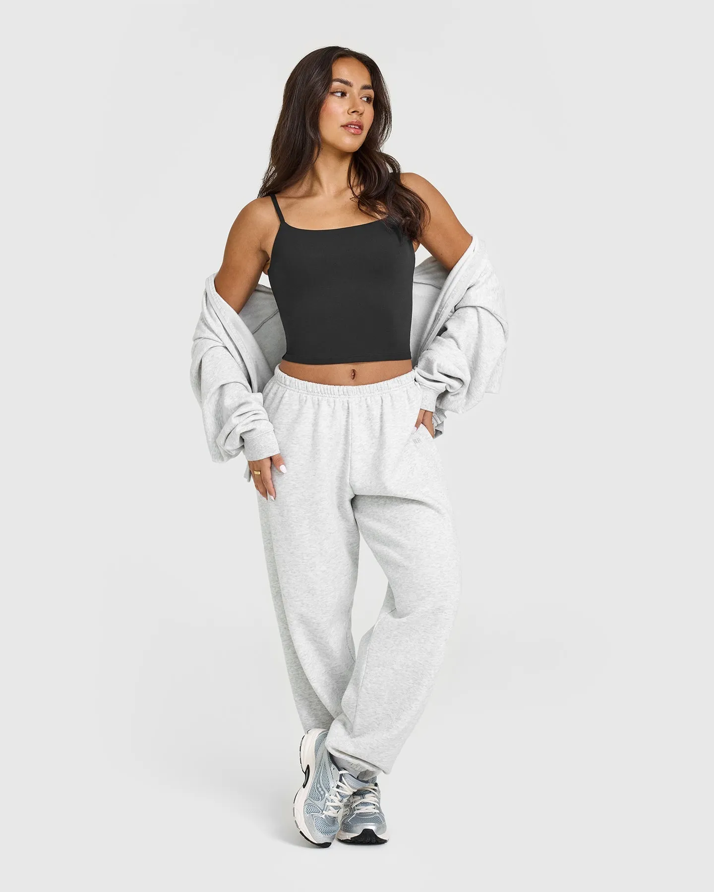 SoftMotion™ Strappy Mid Vest with Built in Bra Shelf with White Logo | Soft Black sold by Oner Active product image thumbnail 3