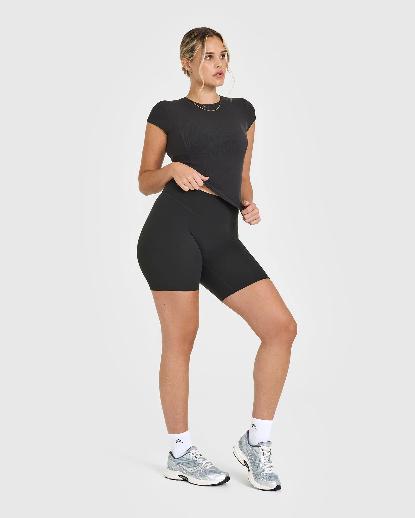 SoftMotion™ Cycling Shorts 8" with White Logo | Soft Black sold by Oner Active product image thumbnail 3