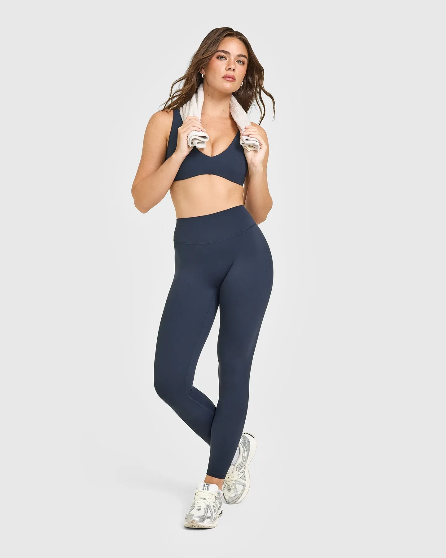 SoftMotion™ High Waisted Leggings with White Logo | True Blue sold by Oner Active product image thumbnail 3