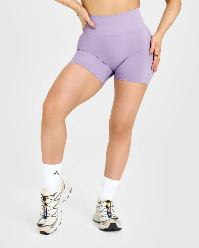 Effortless Seamless Shorts with White Logo | Wisteria Purple sold by Oner Active