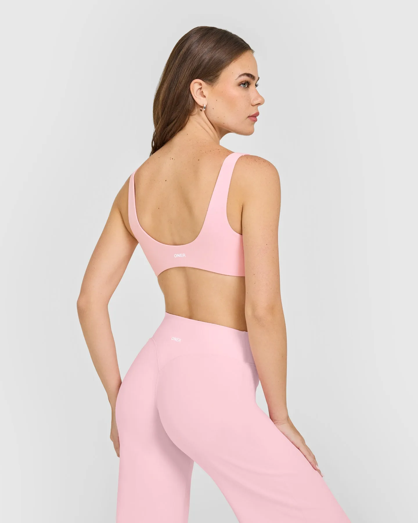 SoftMotion™ Scoop Back Bralette with White Logo | Cherry Blossom Pink sold by Oner Active product image thumbnail 4