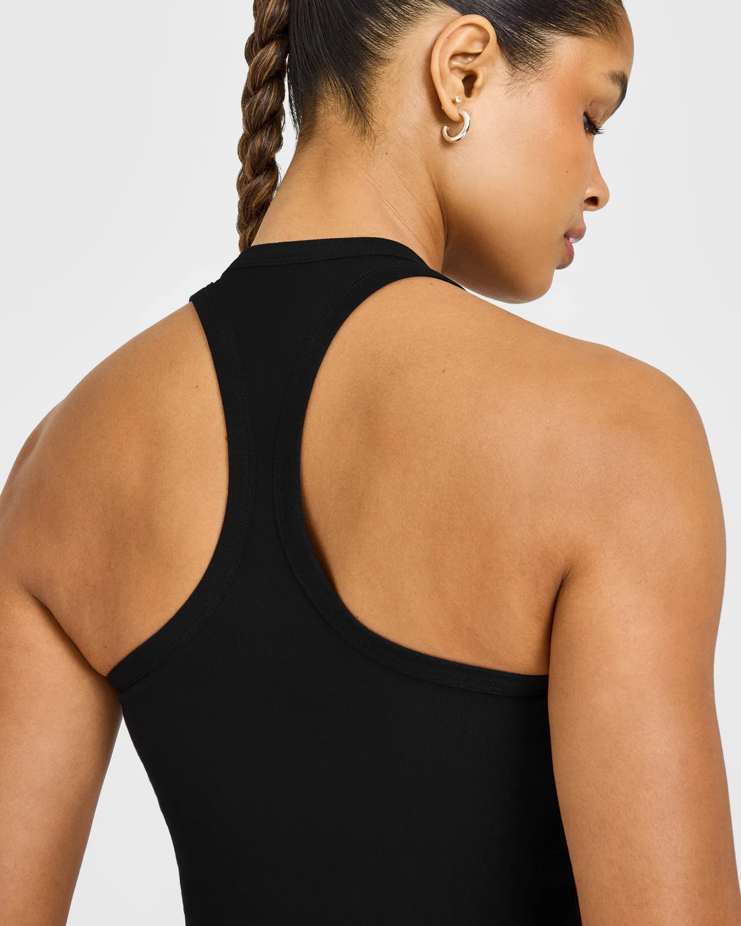 Cotton Fitted Vest with Grey Logo | Black sold by Oner Active product image thumbnail 4