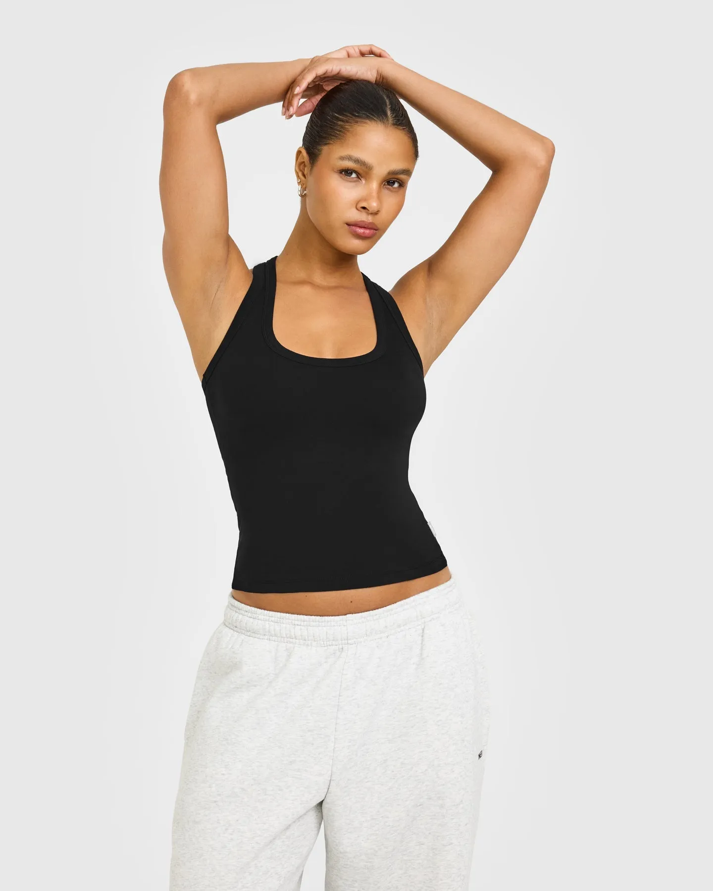 Cotton Fitted Vest with Grey Logo | Black sold by Oner Active