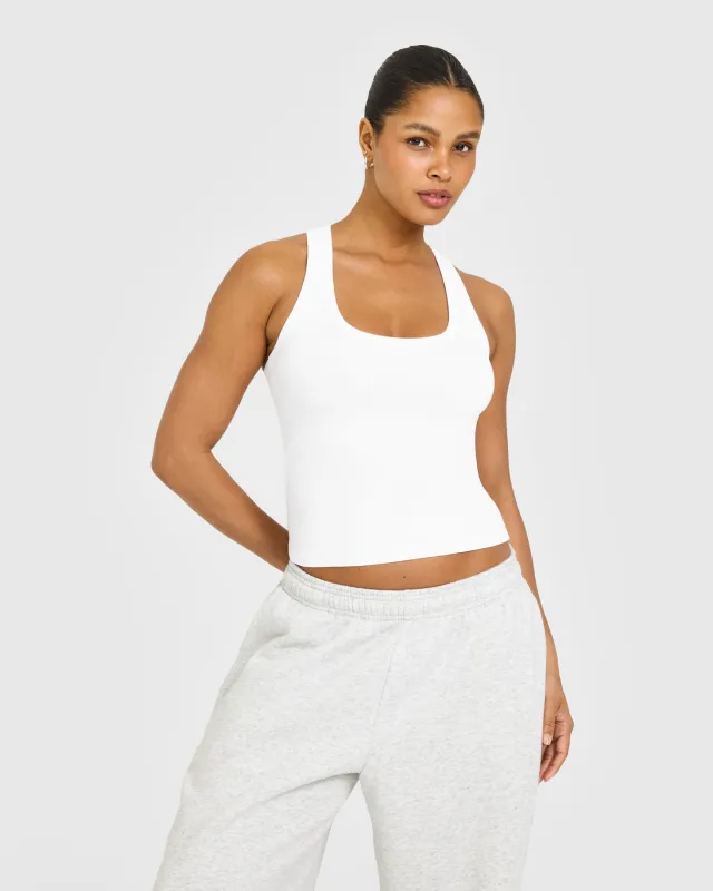 Cotton Fitted Vest with Grey Logo | White sold by Oner Active