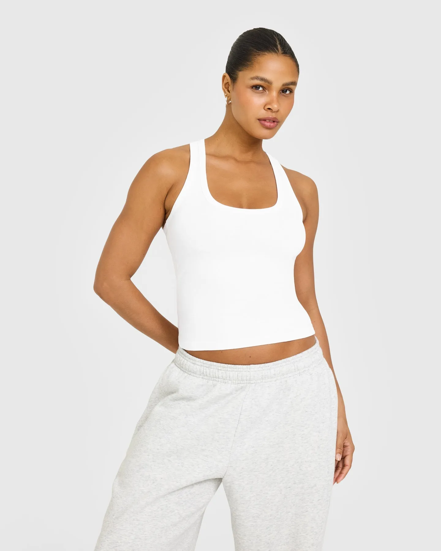 Cotton Fitted Vest with Grey Logo | White sold by Oner Active