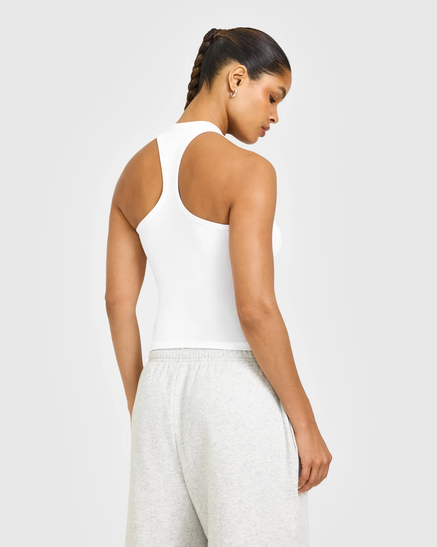 Cotton Fitted Vest with Grey Logo | White sold by Oner Active product image thumbnail 5